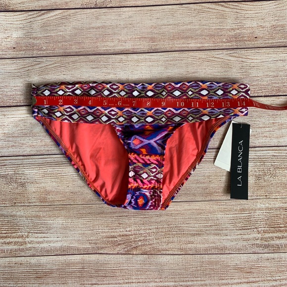 La Blanca Linea Ruched Hipster Bikini Bottoms in Coral Sun